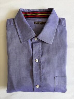 J. McLaughlin 100% Cotton Purple Preppy Long Sleeve Classic Button-Down Shirt